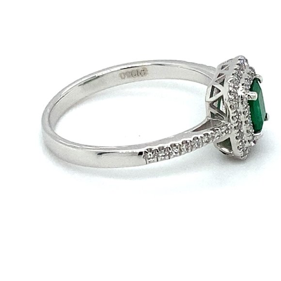 Certified Emerald .75ct Diamonds Platinum Ring - Picture 4 of 8